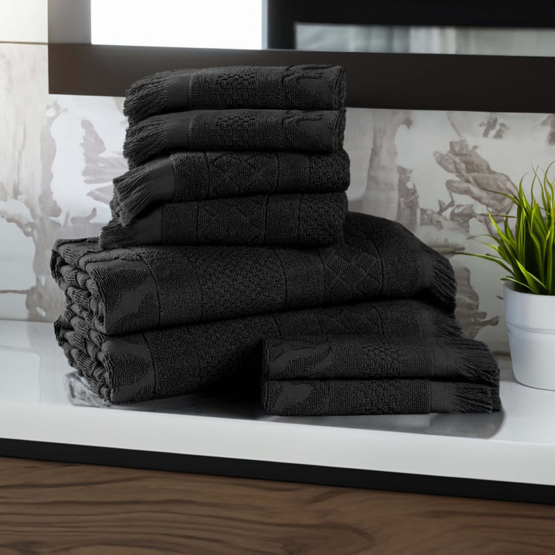 Serviette de bain Rolla, Noir, noir, noir, noir, Ensemble de 8 serviettes 8 pièces