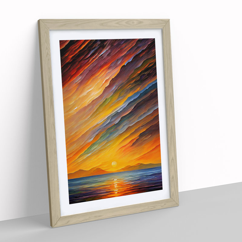 Ocean Sunrise No.4 - Framed Print, 64cm H x 46cm W x 2cm D, Oak Framed