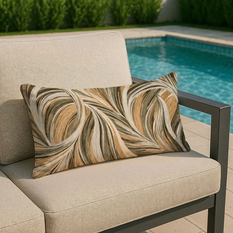 Coussin d'intérieur et d'extérieur, Rectangulaire H 25 po x l 18 po, Abstrait plage beige