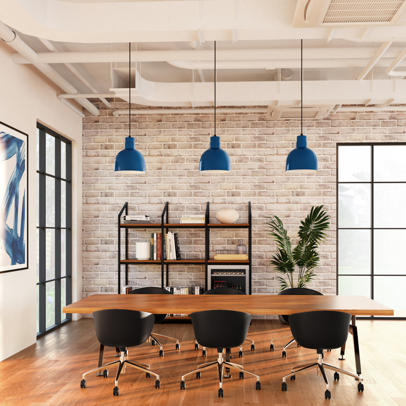 Luminaire suspendu en dôme à 1 lumière style RLM Dhrampla, Bleu marine, H 11 po x l 10 po x P 10 po