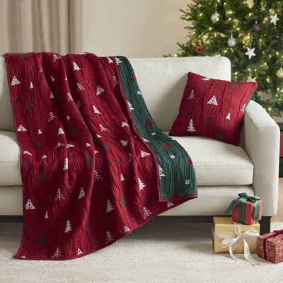Cozy Holiday Reversible Textured Throw & Decorative Accent Pillows