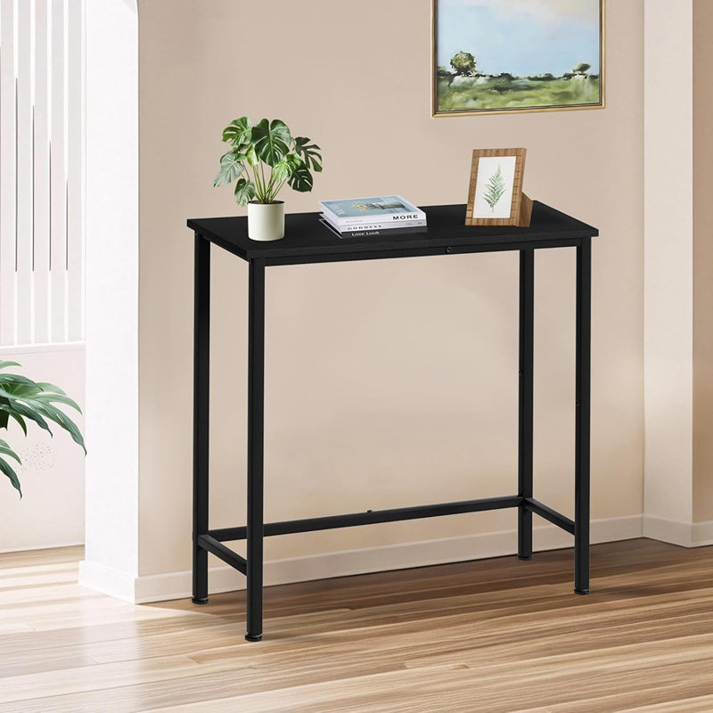 Narrow Console Table, 29.5" Small Entryway Table, Slim Hallway Table, Thin Sofa Side Table For Hallway, Bedroom, Living Room, Foyer, Black