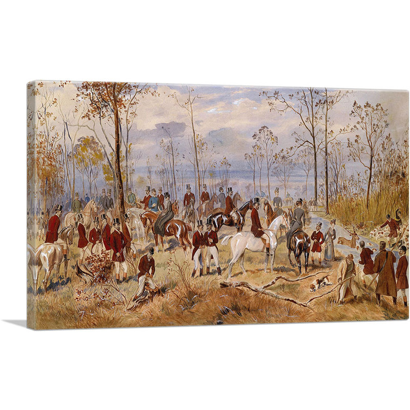 «Fox Hunting 1890» par Julius Von Blaas, impression sur toile tendue, H 12 po x l 18 po x P 0,75 po