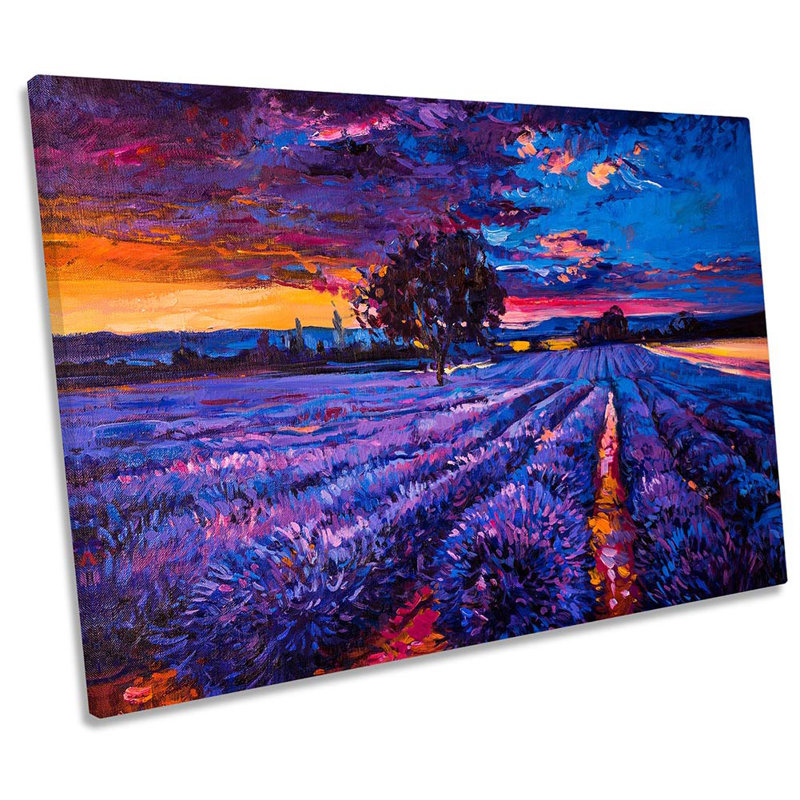 Purple Lavender Landscape - Wrapped Canvas Print, 30.5cm H x 45.7cm W x 2cm D