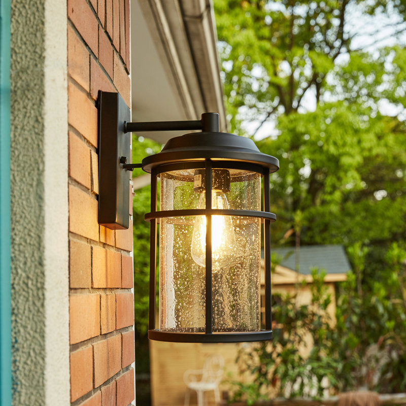 Schlesinger Seeded Glass Outdoor Wall Light, 11.92" H x 6.58" W x 7.96" D