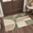 Modern Geometric Green Beige Machine Washable Area Rug, Low-Pile Non-Slip Rug for Living Room Bedroom-367887345