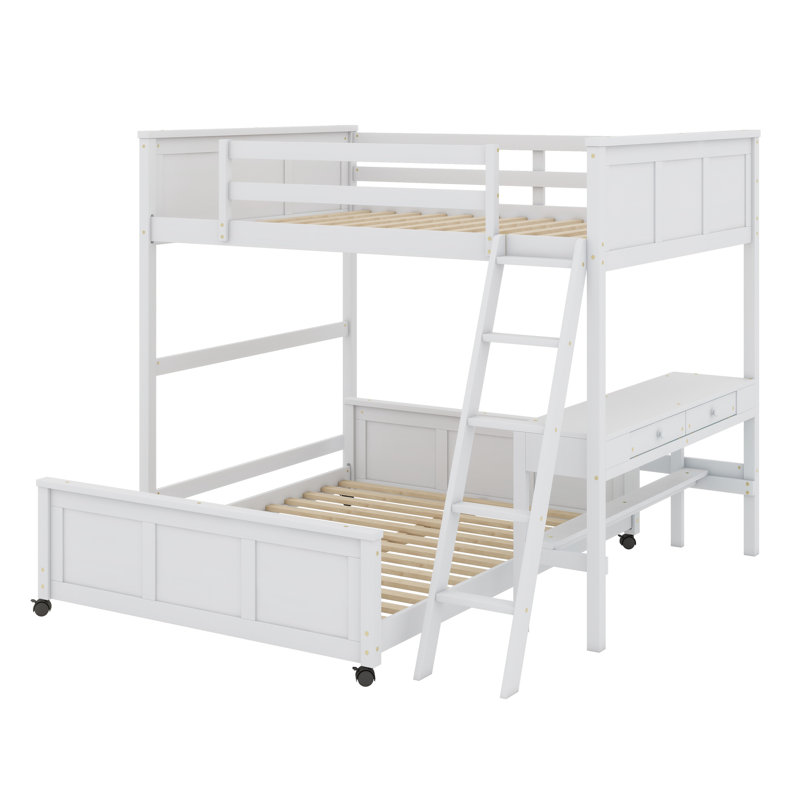 Lit superposé double au-dessus de double avec tiroirs Janea Kids, Blanc