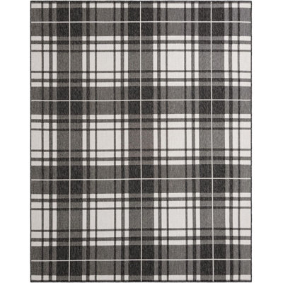 Tapis intérieur / extérieur pour jardin à carreaux noir et blanc