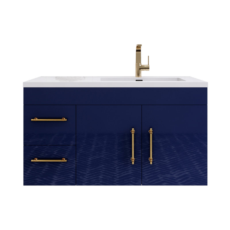 Ensemble de meuble-lavabo mural simple 41,75 "Spring, Bleu nuit