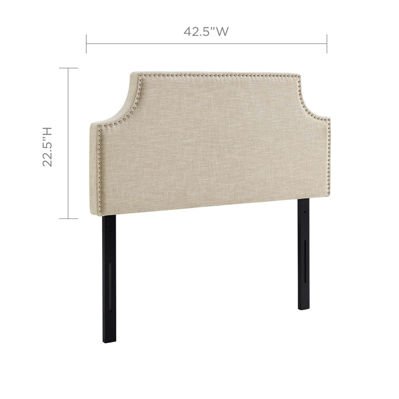Laura Full Vinyl Headboard, Twin, Beige Polyester Blend