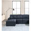 Canapé modulaire transitionnel bleu foncé avec méridienne et sans accoudoirs, canapé, accoudoirs carrés, méridienne à profil bas dans le salon, dossier rembourré, sièges-671469945