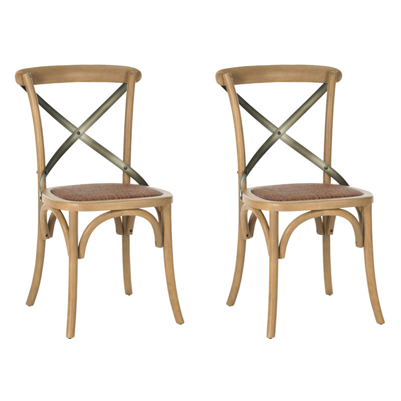 Chaise d'appoint à dossier en croix Deason, Chêne vieilli