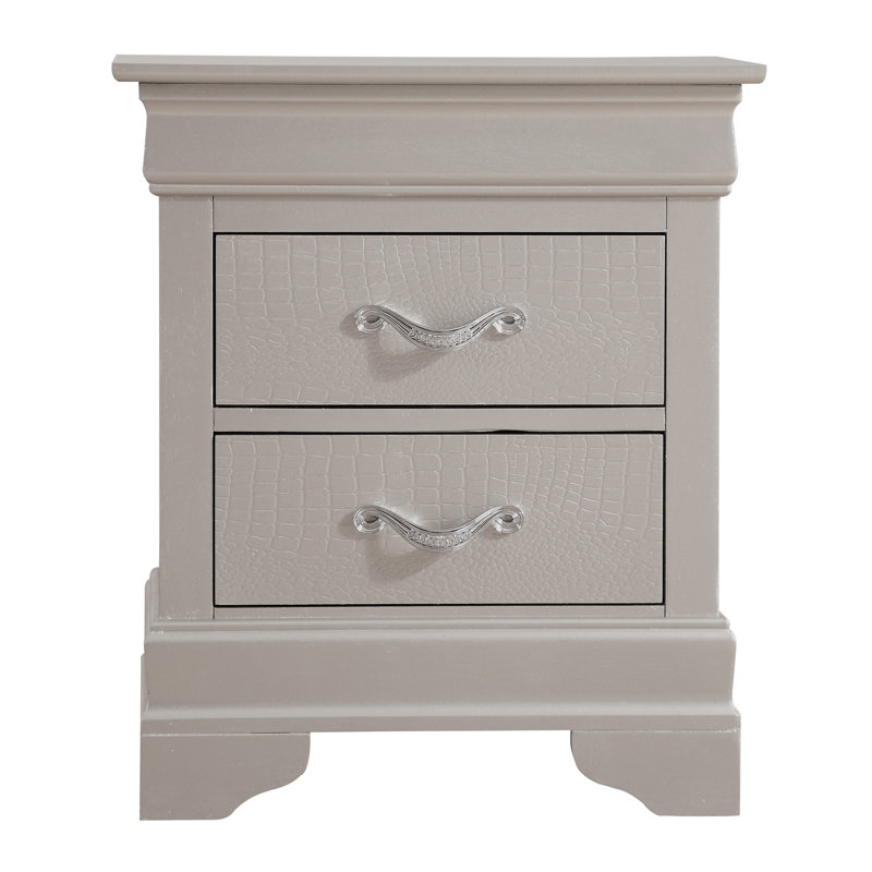 Elegant Silver Champagne Nightstand, Champagne