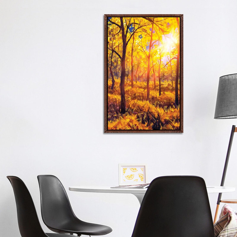 Sunset In Autumn Forest Landscape by Valery Rybakow - Painting on Canvas, 101.6cm H x 66.04cm W x 3.81cm D