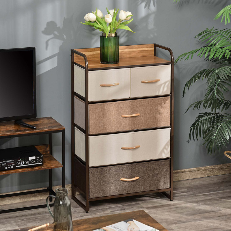 4-Tier Home Cabinet,Storage Organizer,Freestanding Dresser Tower,Hallway Storage Cabinet, Brown