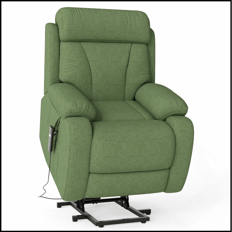 Power Lift Recliner For Elderly, Heavy Duty And Compact, Electric With Remote Control And Side Pocket, Dark Green Velvet