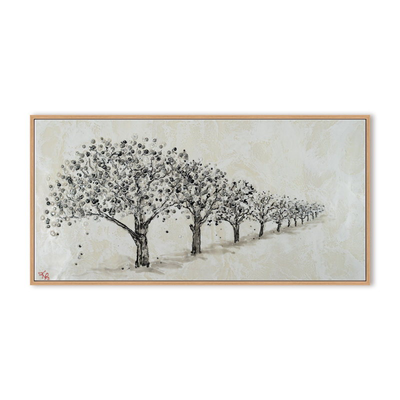 Nature Inspired "Echoes of the Forest" Canvas Wall Art By Karen Biery, 12" H x 24" W, Framed Matted Print, Beige
