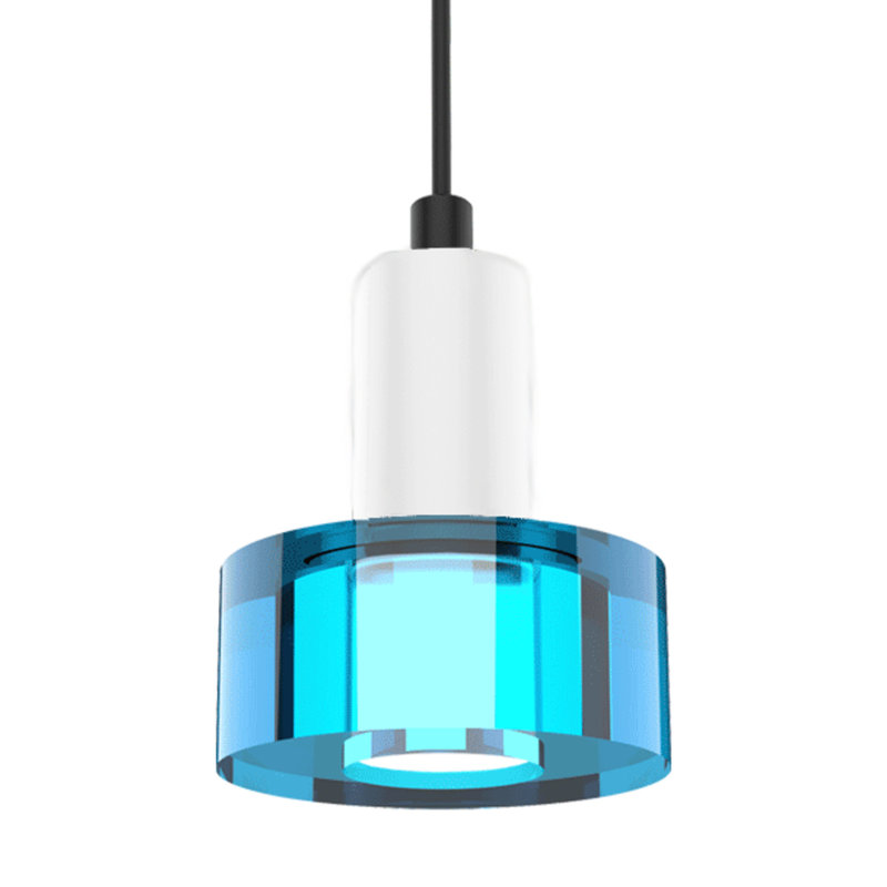 1 - Light Single Drum LED Pendant, Blue, White