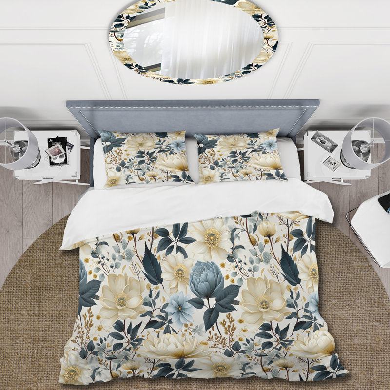 Literie Whispering Flora, Housse de couette pour très grand lit et 2 très