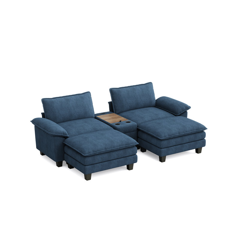  Canapé-lit modulaire 105 "avec console et deux Otomans Colbey, Marine