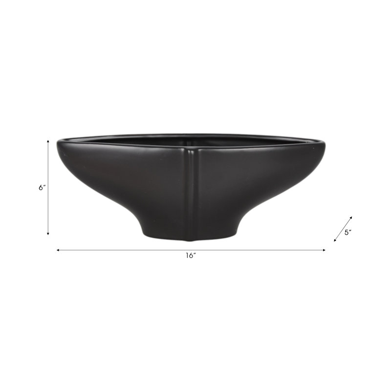 Bol décoratif moderne en céramique pour décoration intérieure - Bol décoratif minimaliste pour console ou salon - 16 po, noir