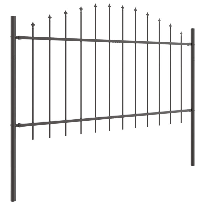 170 cm W Steel Fence Panels Fencing, Grey, 125cm H x 170cm W