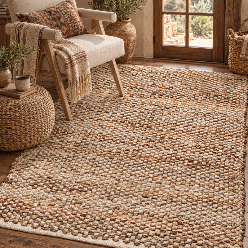 Tapis en jute, Jute naturel / ivoire, Rectangulaire 3 pi x 5 pi