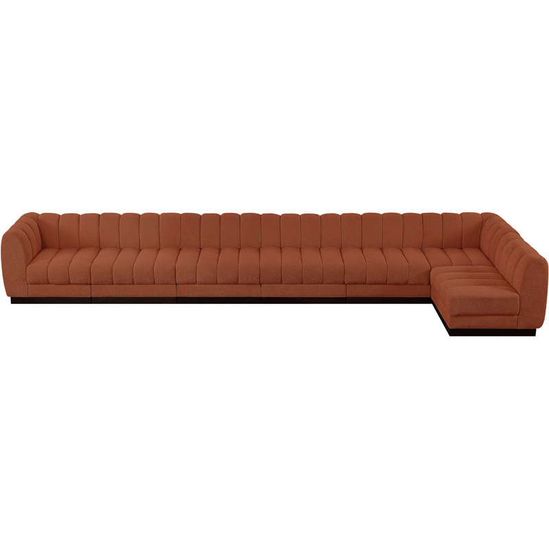 Canapé modulaire rembourré 7 pièces Quinn, Tissu cognac chenille
