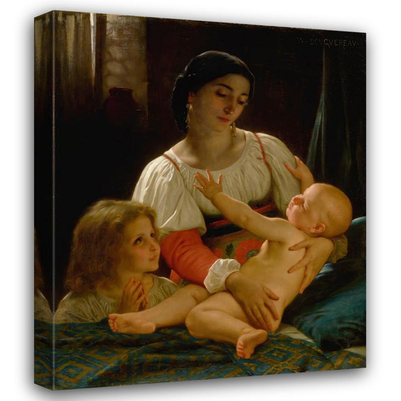"Awakening" par William Bouguereau - Toile tendue avec châssis, H 24 po x l 17 po