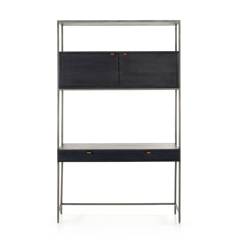 Trey Solid Wood Writing Desk, Black Wash Poplar