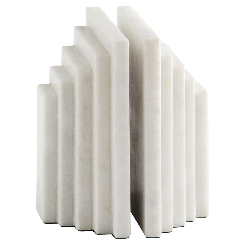 Epilogue Modern & Contemporary Marble Non-Skid Bookends, White