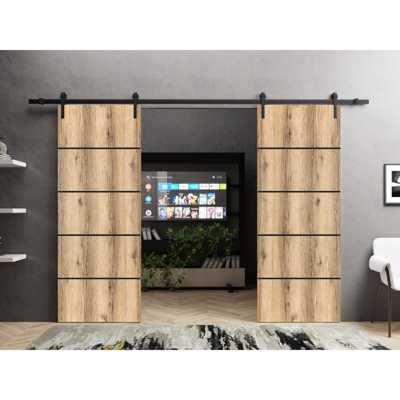 Porte de grange en bois massif massif, Chêne, 36 po x 96 po