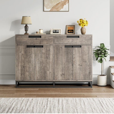 55" Sideboard Buffet Cabinet, Large Kitchen Accent Modern Storage Cabinet with 2 Drawers and 4 Doors, Coffee Bar Buffet Table for Kitchen, Dining Room by 17 Stories