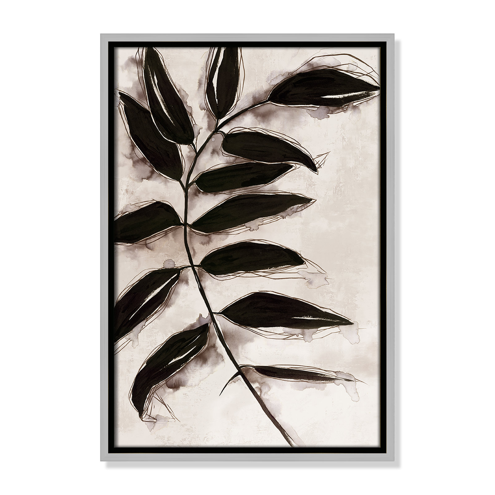 Leaves II by Eva Watts, 19.5" H x 13.5" W x 2" D, Silver Framed