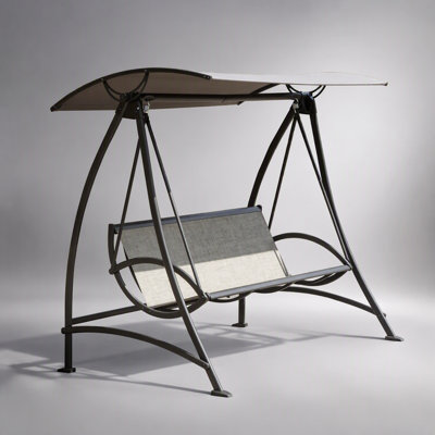 Balancelle de patio 3 places avec auvent réglable, structure en acier durable et tissu Textilène confortable pour la détente en plein air