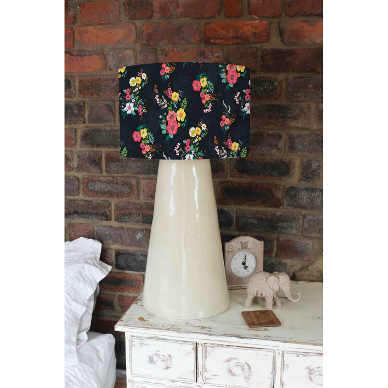 Floral Pattern 25cm H Cotton Drum Lamp Shade ( Uno )