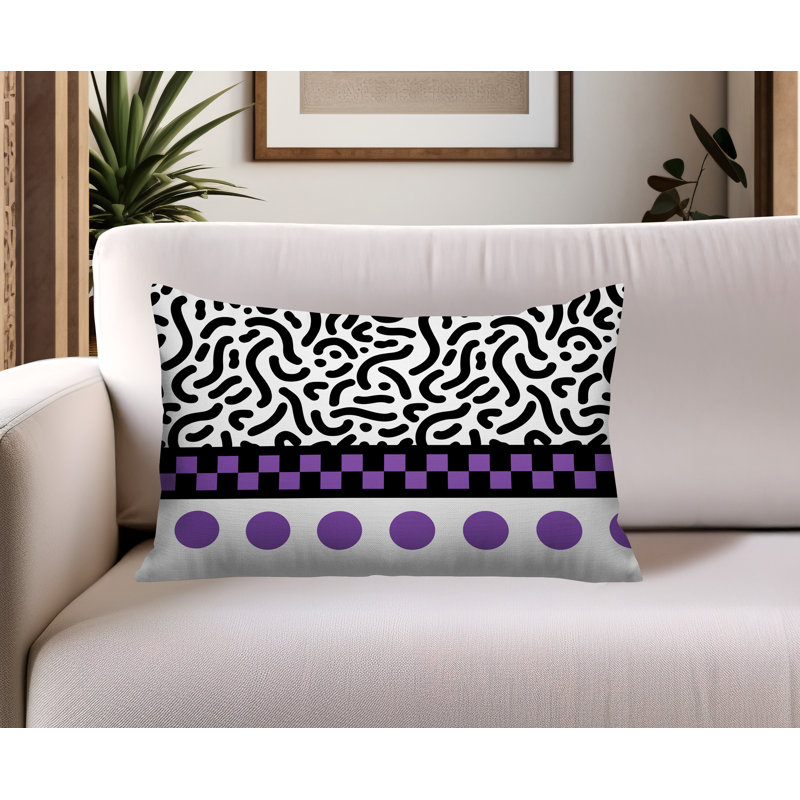 Oreiller rectangulaire réversible intérieur / extérieur Kixie, Rectangulaire H 14 po x l 20 po, Mauve