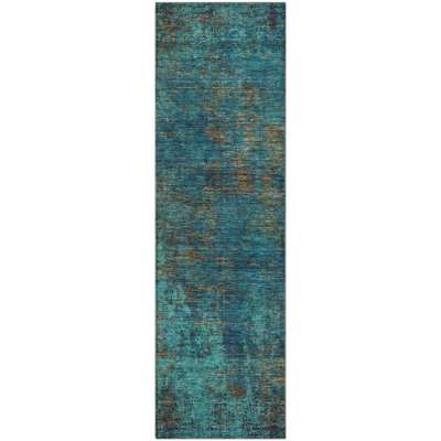 Premium Machine Washable Prisco Teal Rug
