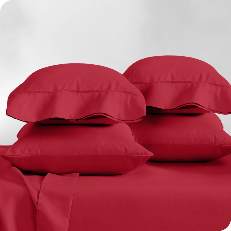 Ultra-Soft Microfiber Pillowcase, Red, 4 King Pillowcases