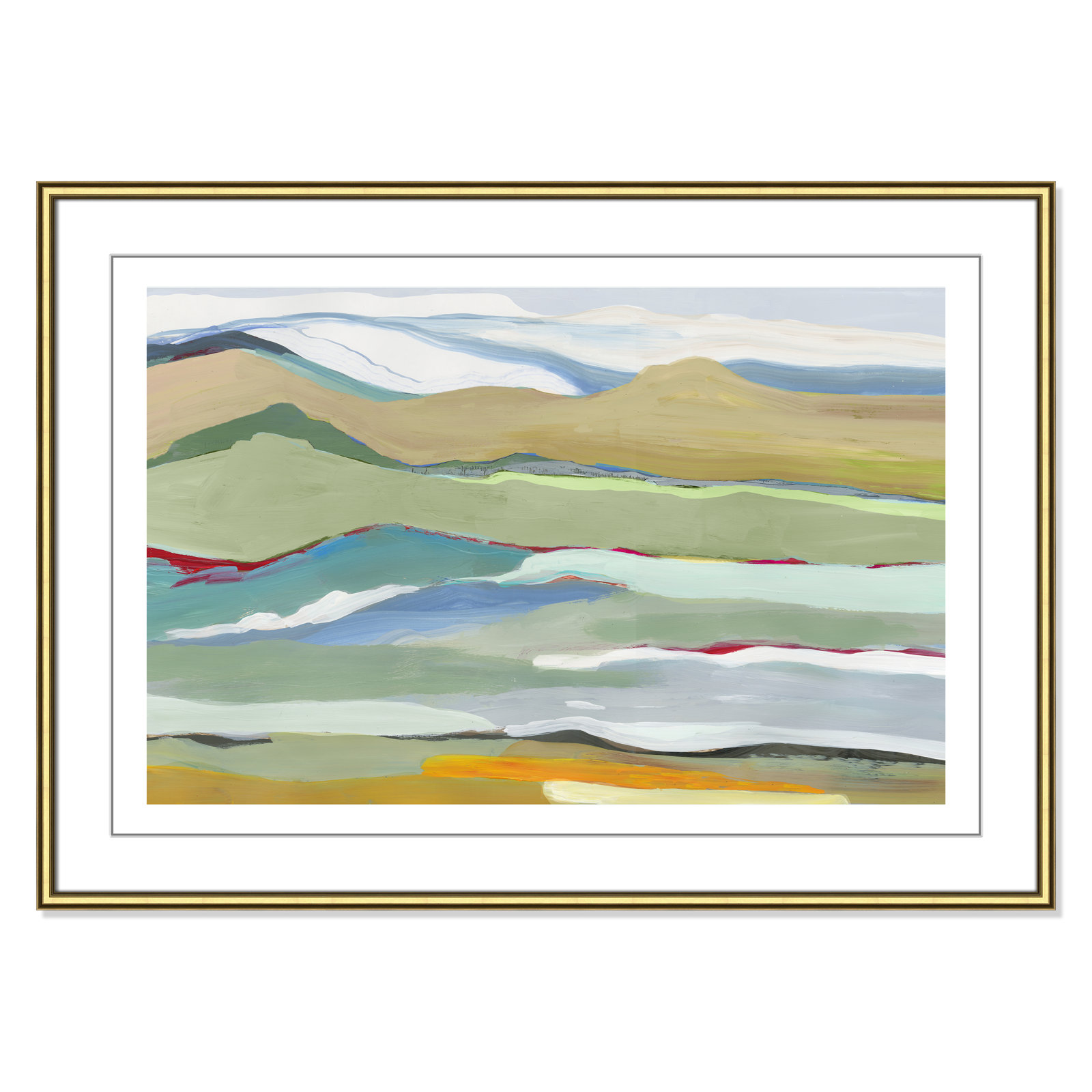 Goodbye Summer on the Hills - Picture Frame Painting, 30.75" H x 42.75" W x 0.88" D, Gold Framed