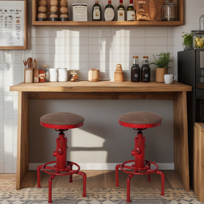 Ensemble de 2, tabouret de bar industriel rétro en similicuir
