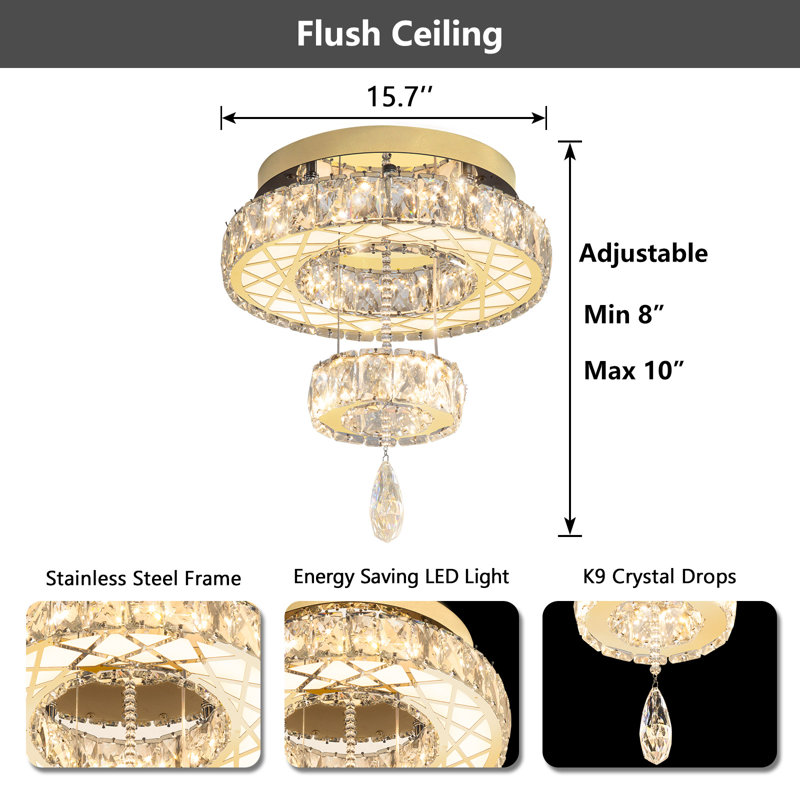 Lustre en cristal Glam, Doré