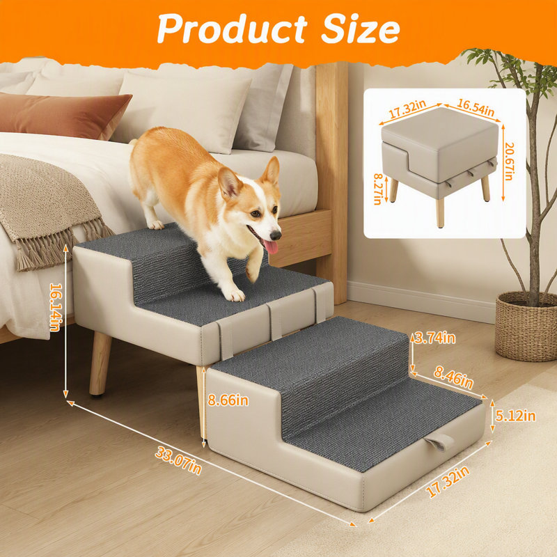 Foldable Dog Stairs Pet Ramp with Non-slip Walking Surface