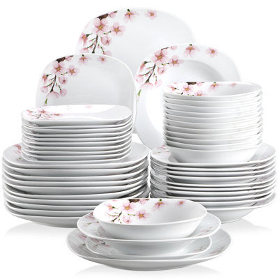 48 Piece Porcelain China Dinnerware Set - Service for 12