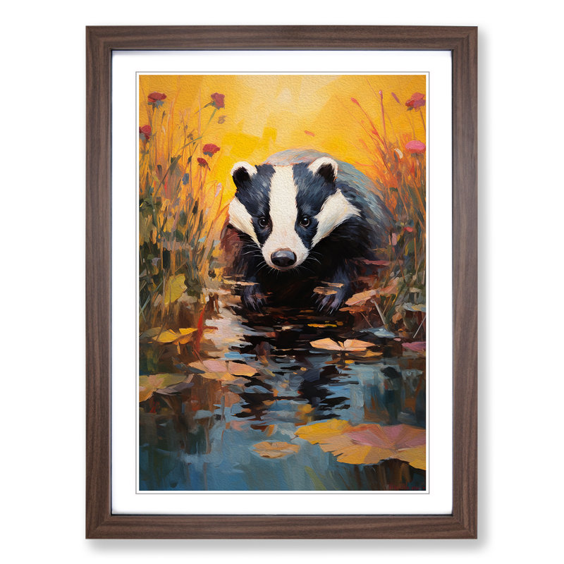 Single Picture Frame Print on Wood, Walnut Framed, 64cm H x 46cm W