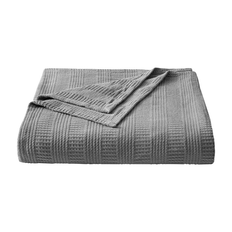 Nautica Rope Stripe Cotton Blanket, Gray, Queen