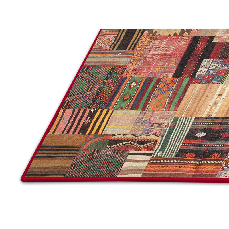 Tapis contemporain brun / orange, Rectangle 2 pi x 5 pi