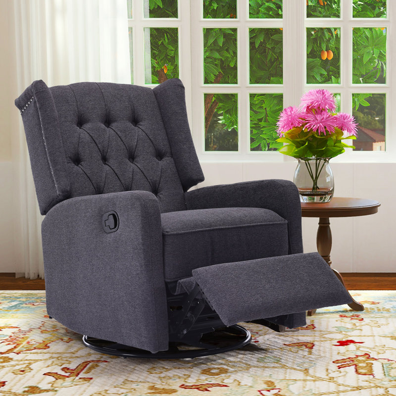 Chemika 24.02"W 360° Swivel Manual Recliner, Dark Gray