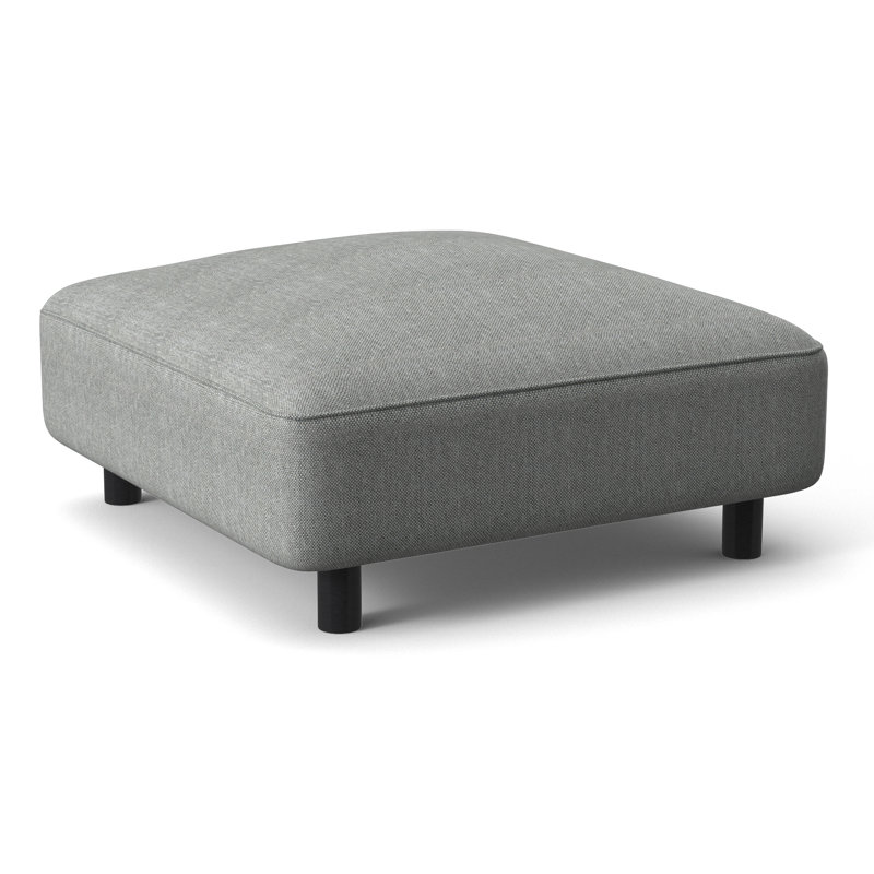 Avanni Outdoor Ottoman with Cushion, Light Grey/Dark Grey Linen 6032-110, Silver