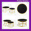 Ensemble de 2 tables basses gigognes modernes en similicuir avec base en métal-136943662